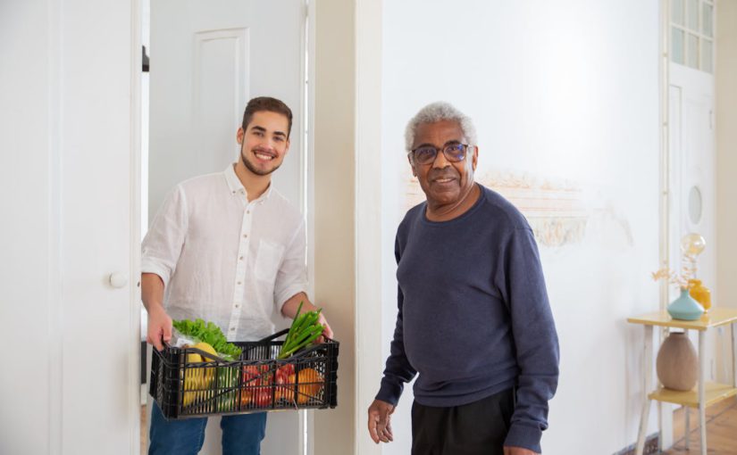 Home support worker helping with daily tasks